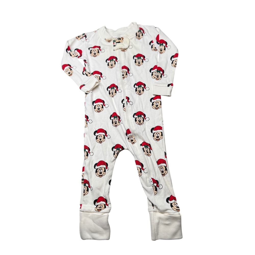Monica + Andy Disney Mickey Minnie Mouse Christmas Pajamas 9-12M Zip Sleeper